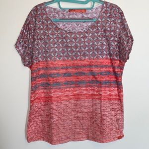 Like New Prana Harlene Top Coral and Teal
